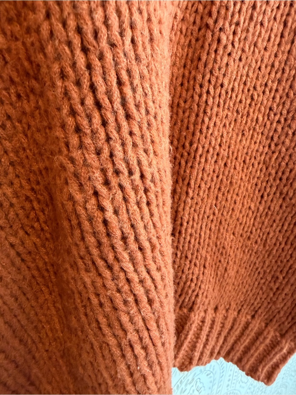 Maeve Anthropologie Chunky 3D Flower Knit Cardigan Sweater Terracotta One Size - Picture 8 of 11